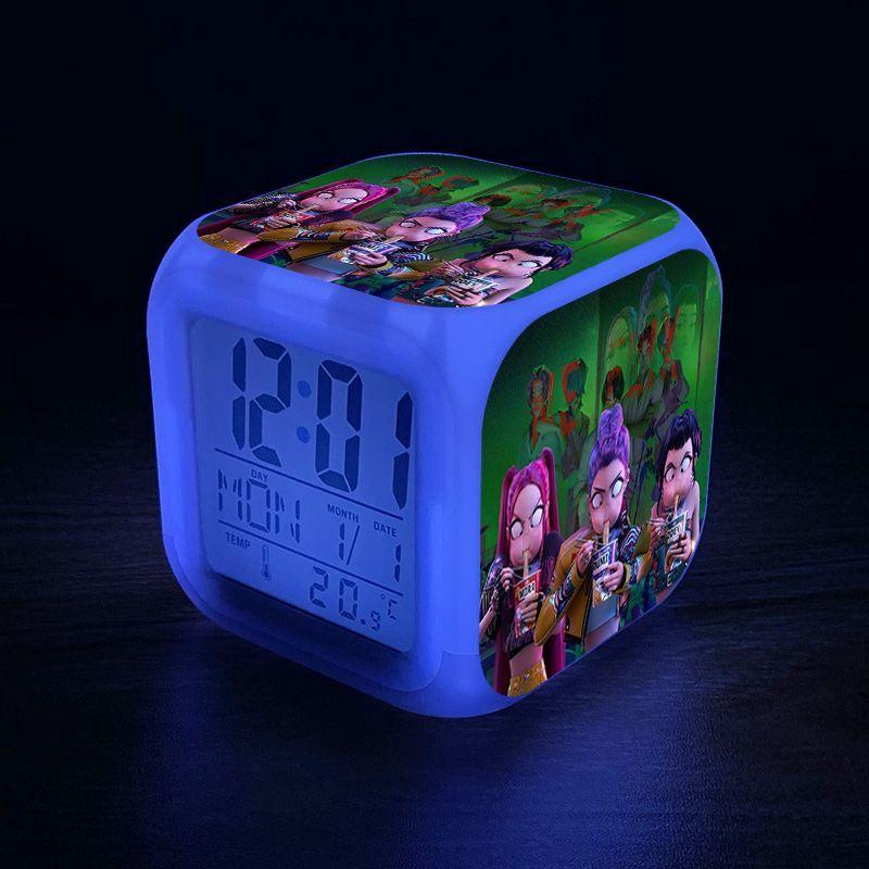 Yeni KPop Şeytan Avcıları Mira Jinu Zoey Çizgi Film Sevimli Alarm Saati Öğrenci Yatak Odası Gece Lambası Elektronik Saat Dekoratif Süs