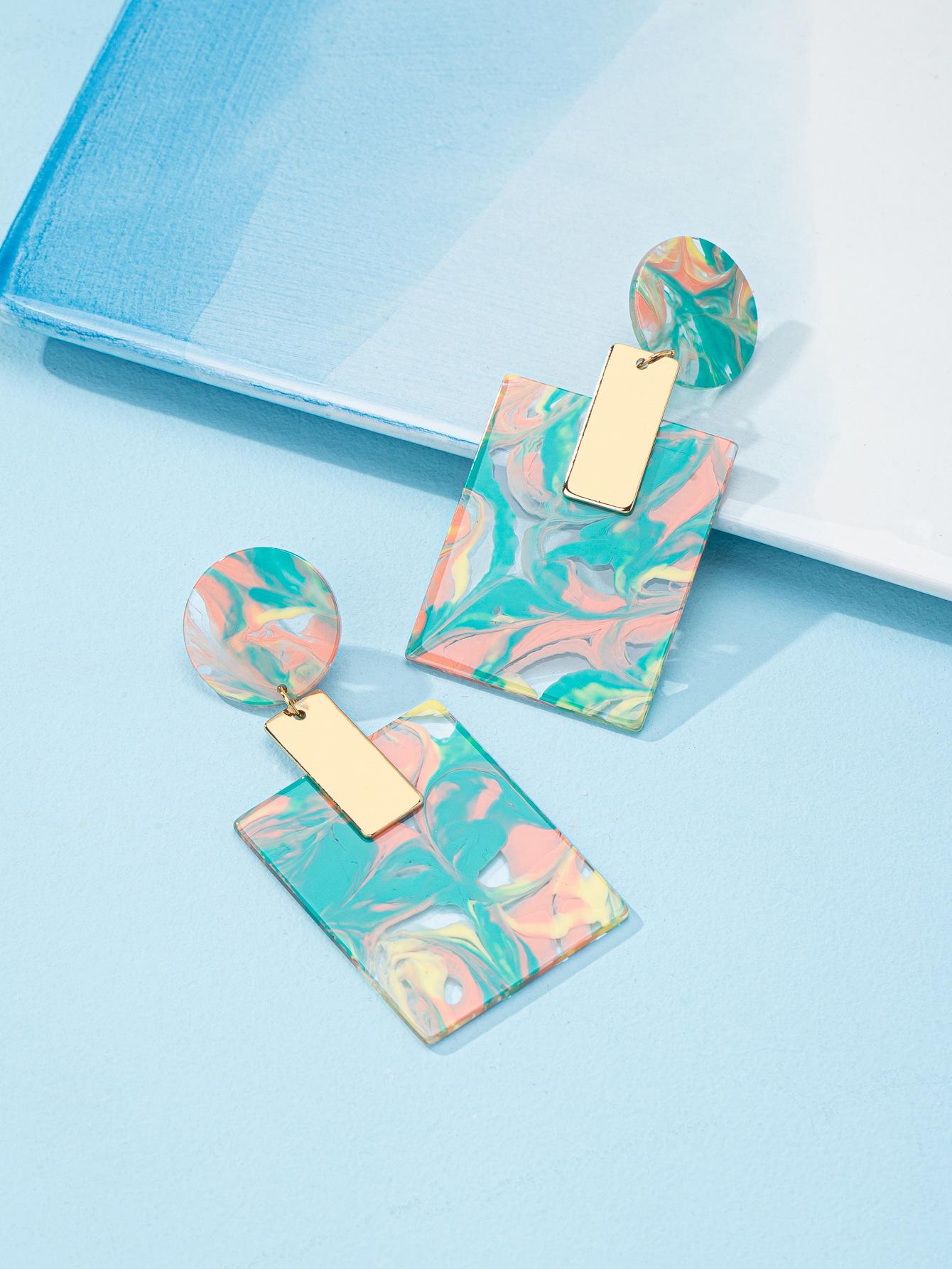 European-American Punk Geometric Acrylic Earrings for Women