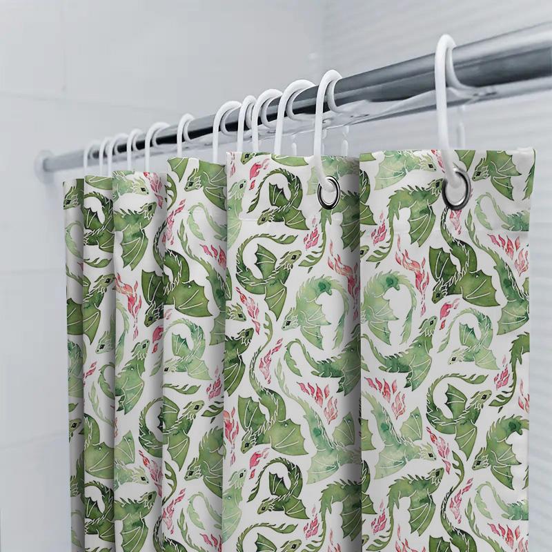 Botanical Shower Curtain Tropical Greenery Leaf Pattern Bathroom Decor Farmhouse Style Waterproof Fabric Backdrop