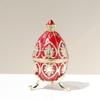 1 Stuks Handgeschilderd Geëmailleerd Rood Faberge Ei Stijl Decoratieve Snuisterijdoosje Scharnierend Uniek Cadeau voor Familie