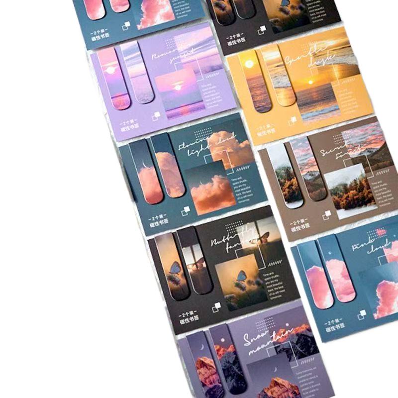 Cute Stationery Zaomo Magnetic Bookmarks Hazy Fantasy Series Ins Landscape Clouds Simple Literary Pattern 6 Types Lovely Kawai