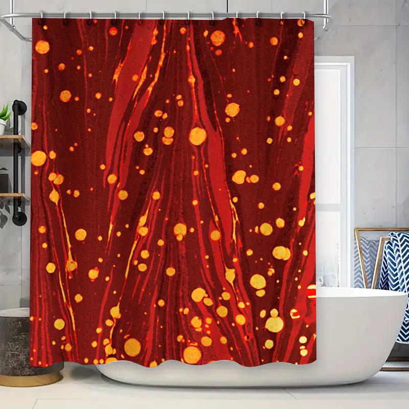 

Red Abstract Shower Curtain With Orange Splashes: Modern Bathroom Decor For Your Home Bathing Area Size Customizable W60H190(CM)-1 Pcs