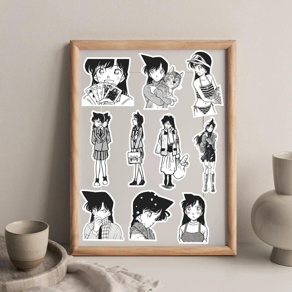 Ran Mouri Black & White Manga Sticker - Detective Conan Anime Decoration for Tablet, Planner, or Album