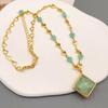 Vintage European & American Green Jade Heart Pendant Necklace - Exquisite Retro Choker