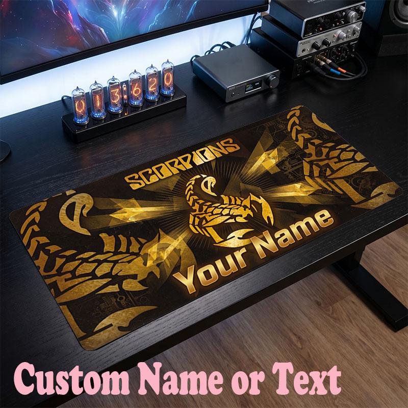 Scorpions Customized Name Text Mouse Pad, Large Desk Mouse Mat Personalized Home Office Present