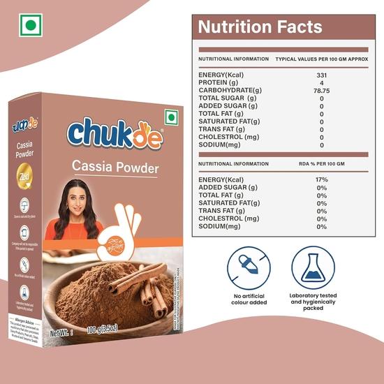 Chukde - Dalchini Powder - Cassia Bark - Cinnamon Powder - Ground for Cooking &Ideal for Baking, Desserts, and Smoothies - 100 Gm (Pack of 2)