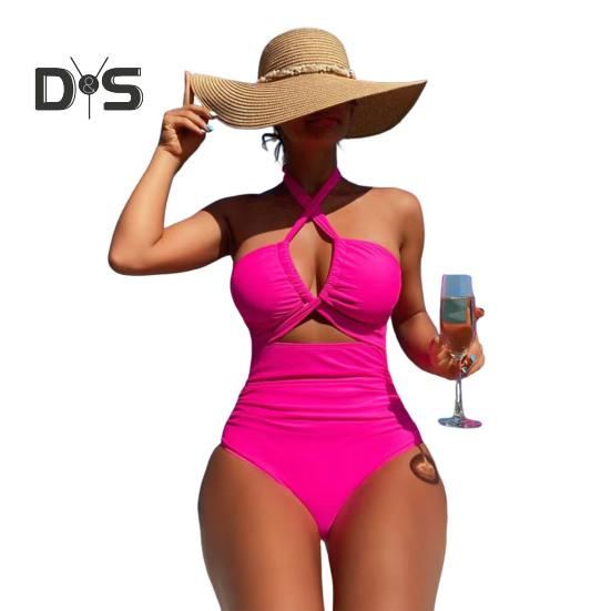 Women Monikni Sexy Suspender One-Piece Bikini Slim Fit Padded No Underwire Swimsuit Beach Sports Wear