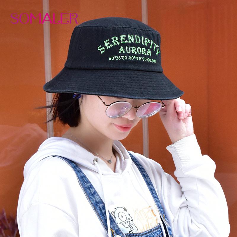 SOMALER Retro Pamuk Kova Şapka Kadın Erkek Marka Denim Pamuk Nakış Mektup Kova Kapakları Unisex Moda Streetweave Hip Hop Spor Şapka