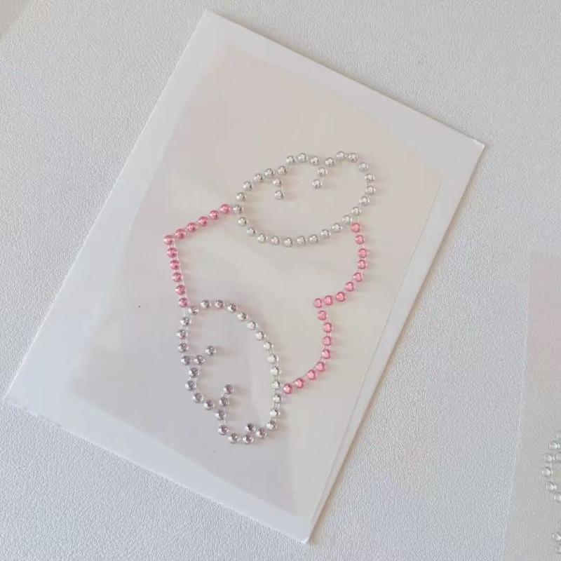 3D Rhinestone Chain Photo Card Stickers Korean Style Music Note Wing Crystal Diamond Sticker for Scrapbook Journal