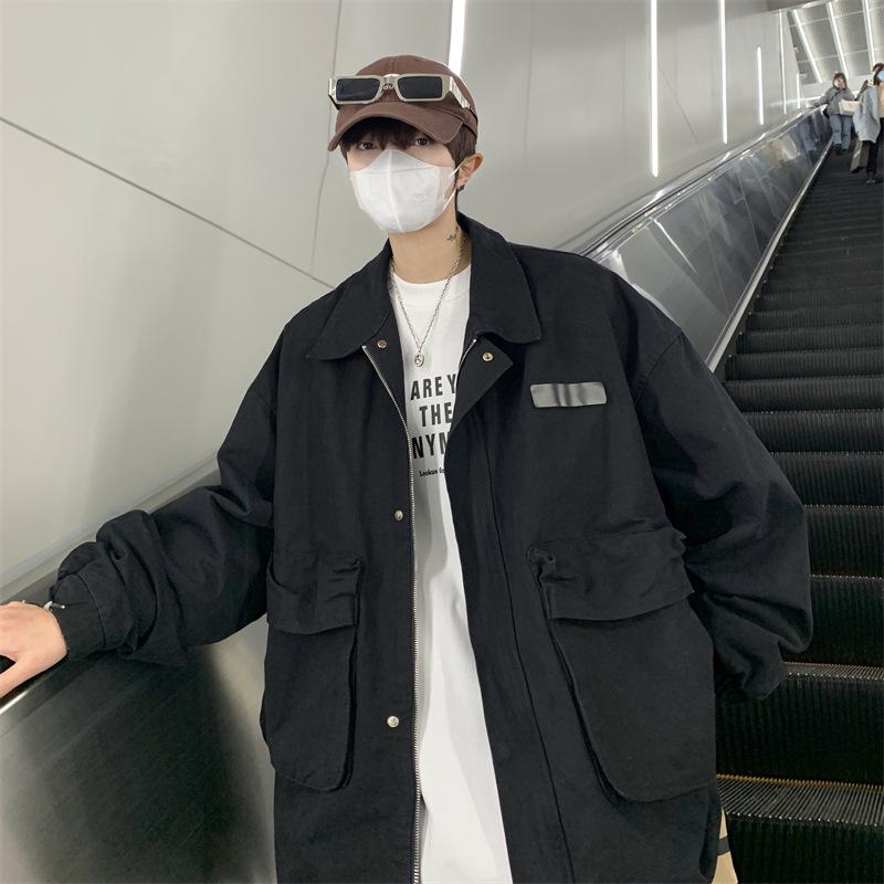 Men's Trendy High Street Loose Lapel Workwear Jacket - Spring/Autumn Hong Kong Style