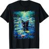 Cat Monets Black Cat Waterlily T-Shirt