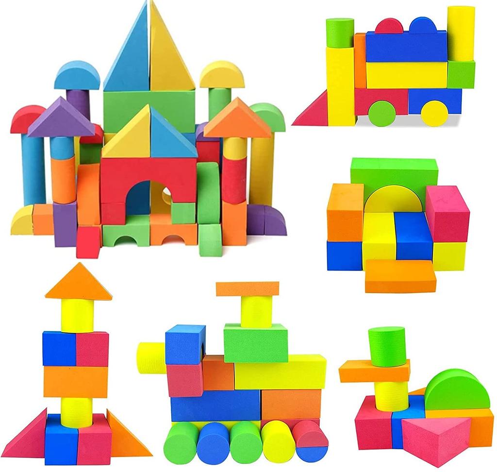 Soft Building EVA Bath Toys for Develops Imagination and Birthday Gift for Boys and Girls Blocks 63-Piece Blocks, Material, Kids, Lightweight, DIY,