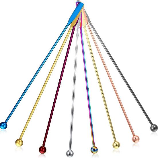7.5 Inches Stainless Steel Coffee Beverage Stirrers Drink Swizzle Stick with Small Rectangular Paddles, Set of 8 Beverage Stirrers for Coffee