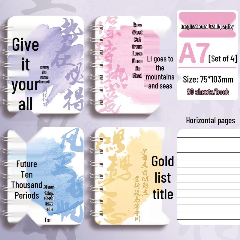 Inspirational Calligraphy A7 Mini Notebook - Portable Pocket Memo Pad for Office or Students