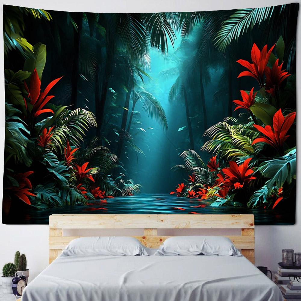 Bohemian Style Tapestry, Tropical Plant Art Wall Hanging, Psychedelic Home Background Decoration, Available In Various Sizes