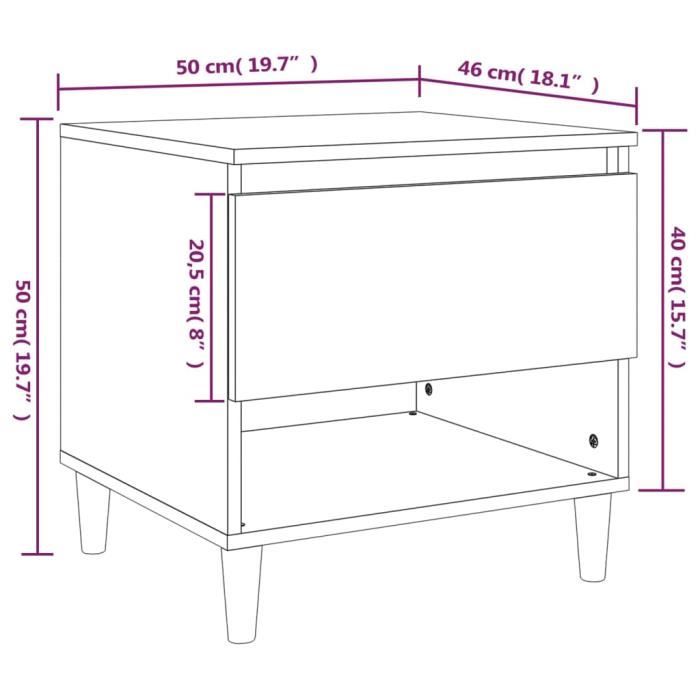 VidaXL Table de chevet Chêne brun 50x46x50 cm Bois d'ingénierie 819546