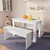 Day and Night - Day and Night Dining Table and Benches 3 Pieces White Plywood
