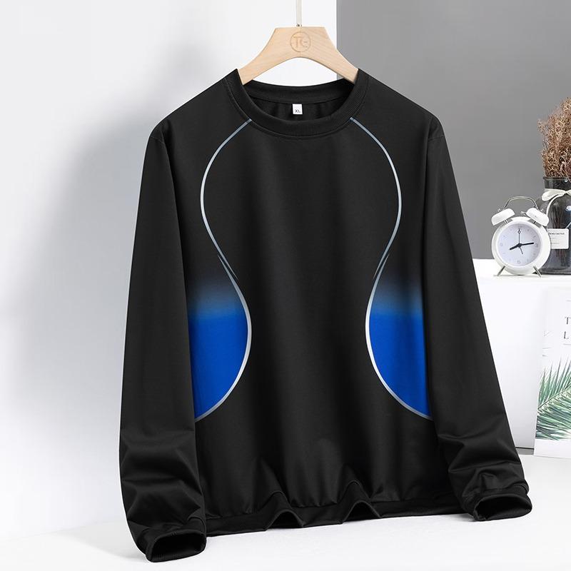 Autumn and Winter Men's Gradient Casual Sports Trend Versatile and Handsome Round Neck Pullover Long-sleeved Sweatshirt Top