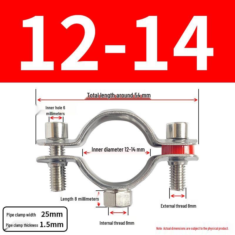 Stainless Steel Pipe Clamp Bracket with M8 Nut for Cable and Gas Pipes