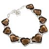Lab Created Smoky Quartz Necklace 18" Adjustable Chain Heart Cut Gemstone Gifts