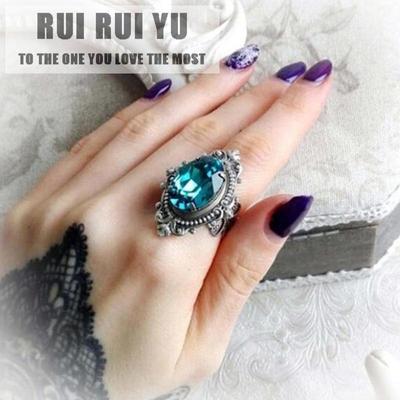 RUI RUI YU נשים וינטג' תכשיטי טבעת אובלית גדולה לחתונה מסיבת אירוסין יום נישואין