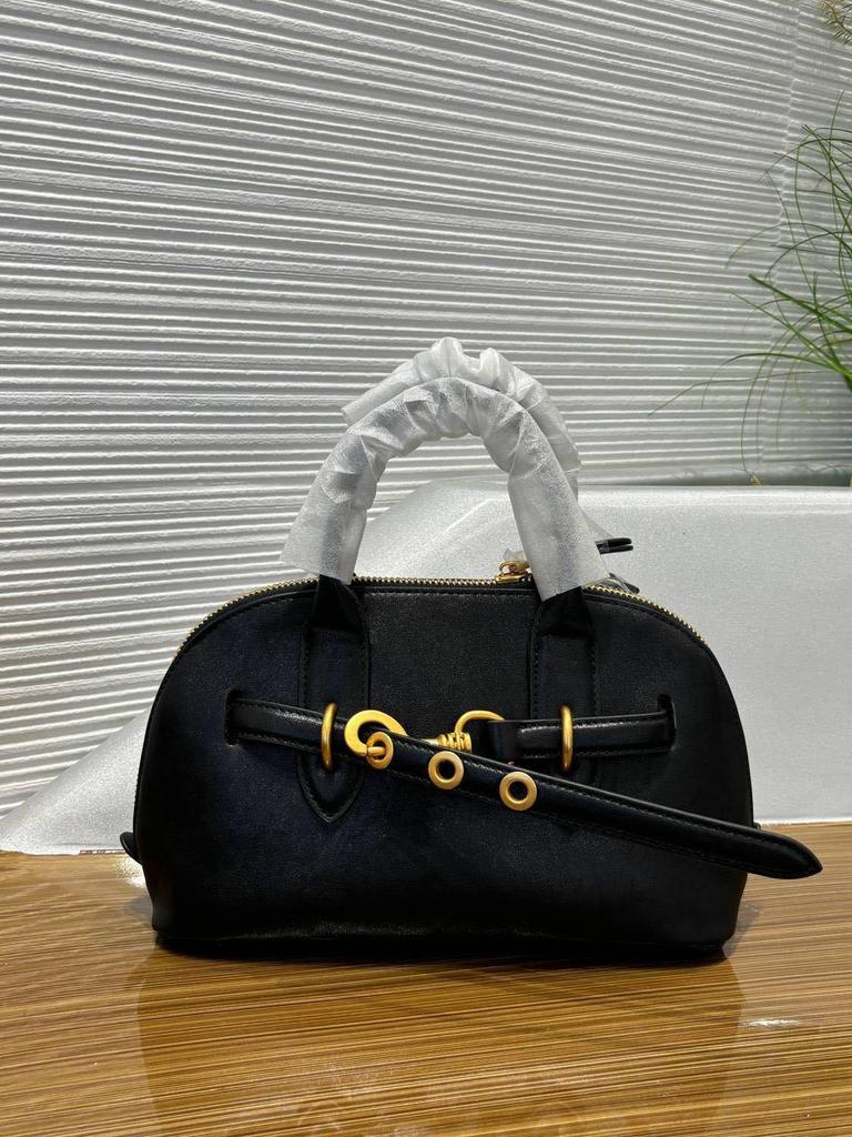 Genuine Leather Retro Cowhide Bowling Tote - Women's Fashionable Crossbody & Shoulder Bag