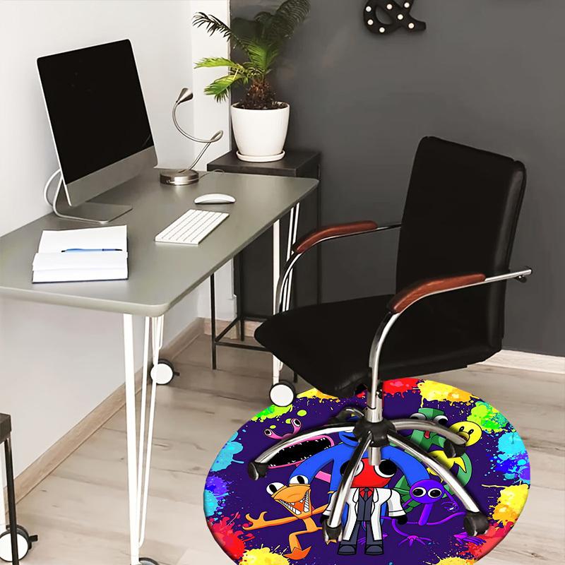 

1pc Colorful Creatures Round carpet, Made of Polyester,Perfect for Decorating Office Chairs, Living Rooms 80cm
