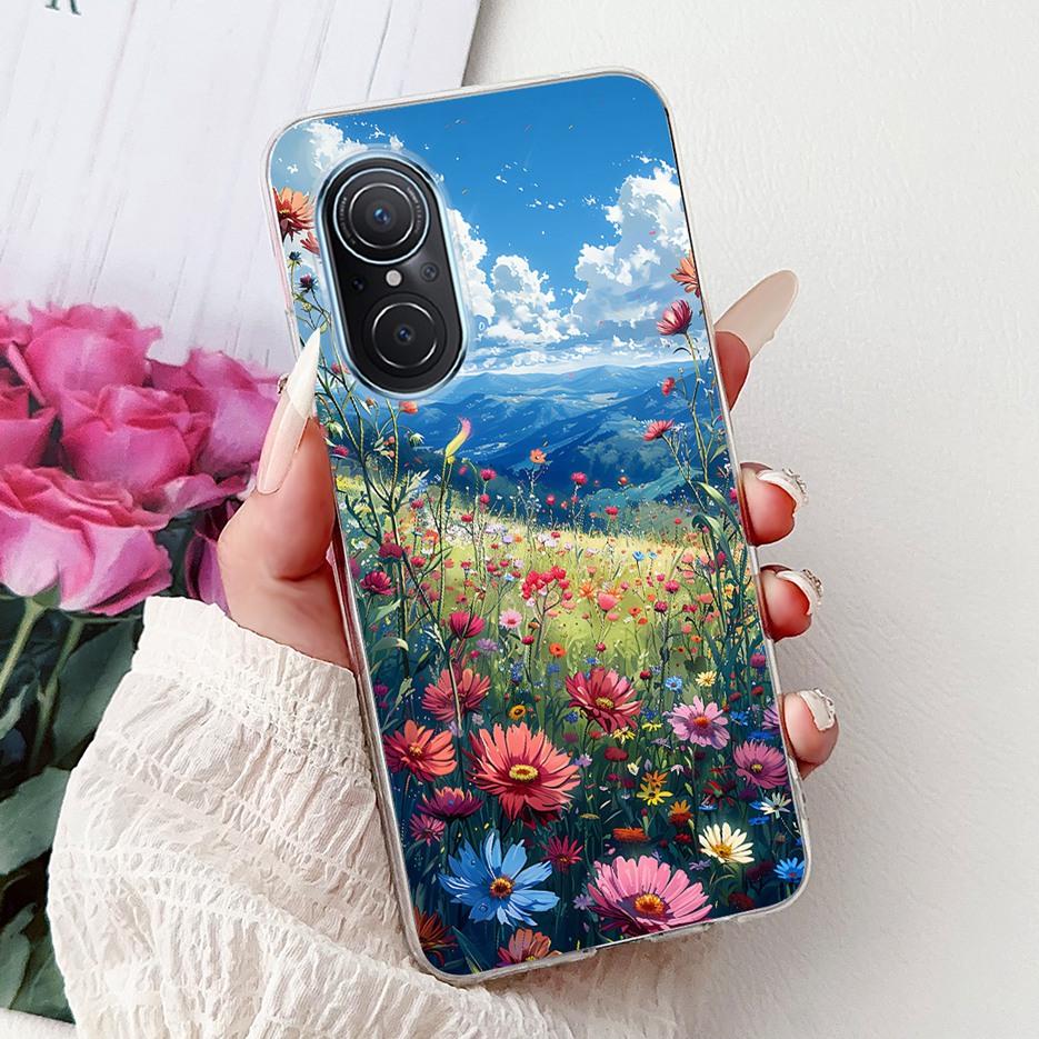 For Huawei Nova 9 SE Case Nova9 Pro Luxury Flowers Painted Cover Soft Slim Phone Case For Huawei Nova 9 Pro Nova9 SE Fundas Bags