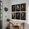 Owls Vintage Poster Canvas Painting Dark Retro Bird Owl Print Wall Art Pictures Moody Farmhouse Gallery Room Wall Decoration