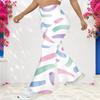 Women Plus Size High Waist Geometric Printed Full Length Flared Pants