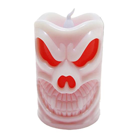 Bougie d'Halloween sans flamme avec lumière LED, Design Visage de Fantôme Citrouille Crâne Sécurisée à Piles Décoration Intérieur Extérieur pour Fête Maison Hantée
