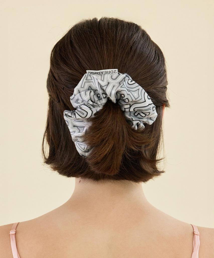 2Dreamers Letter Maze Black Silk Scrunchie