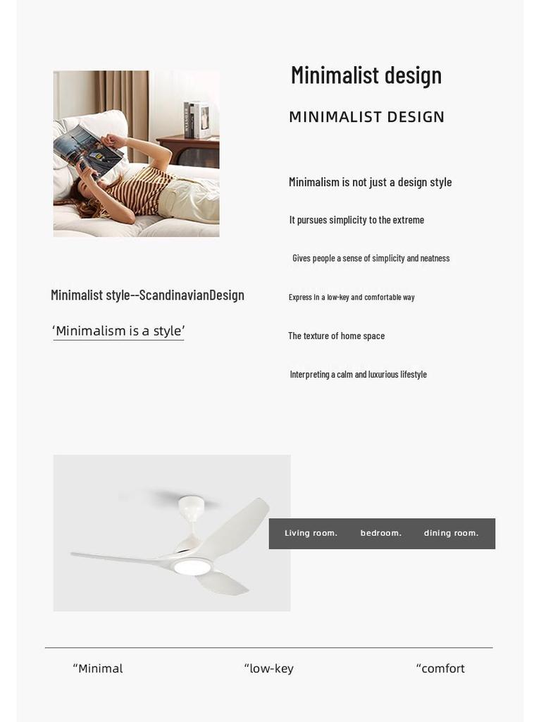 Smart Remote-Control LED Ceiling Fan with Silent Variable Frequency for Living and Dining Rooms