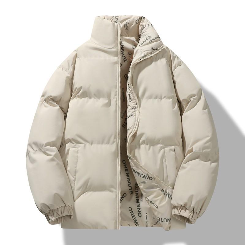 Unisex Oversized Winter Puffer Jacket Youth Warm Thick Cotton-Padded Coat With Stand Collar Side Pockets