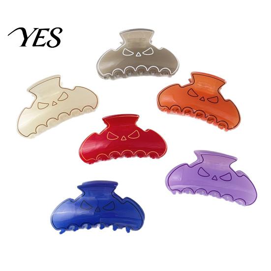 Halloween Themed Hair Clip High Elasticity Spring Claw, Translucent Jelly Texture Shark Clip, Claw for Women Pumpkin-Bat Design Back Head Daily