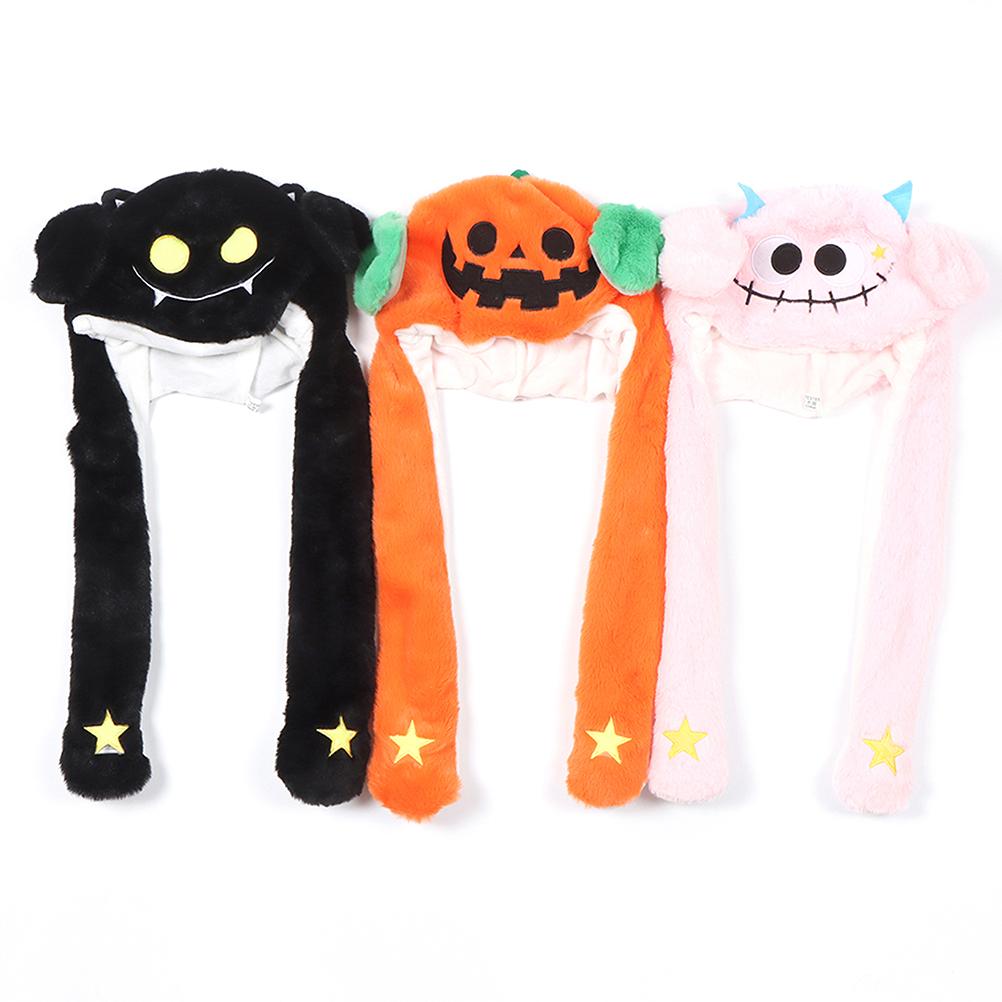 Halloweenská skákací čepice s pohyblivými ušima, zábavná plyšová roztomilá zvířecí narozeninová dárková čepice