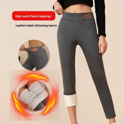 Damen Bestickte Warme Fleece Leggings, Outdoor Casual und Bequeme Leggings, Herbst und Winter
