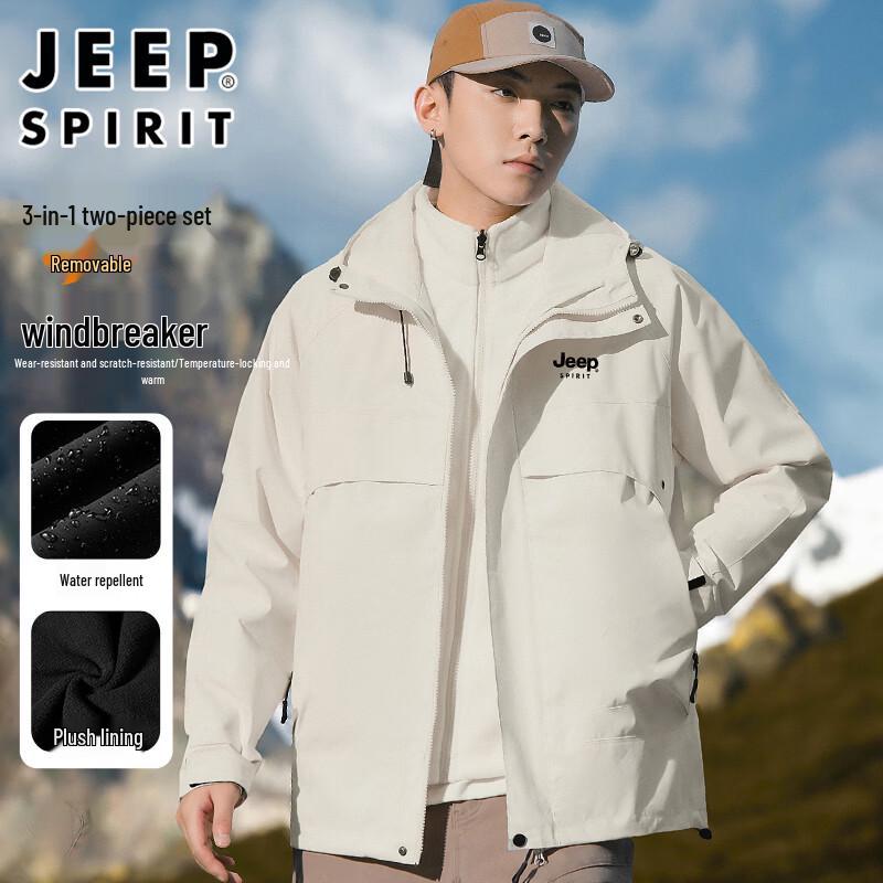 JEEP SPIRIT Men s 3-in-1 Detachable Outdoor Jacket L
