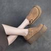 Johnature Retro Thick Soled Loafers Casual Height Increasing Versatile Women's Flat Platform Shoes