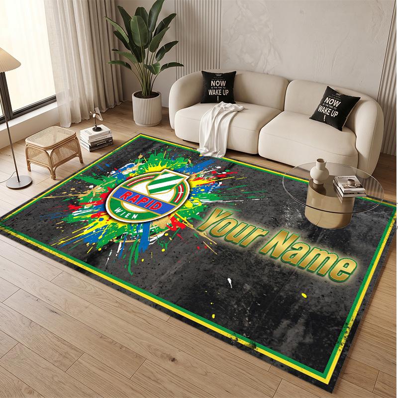 Personalized Crystal Velvet Carpet Rapid Wien FC Pattern Non Slip Floor Rug