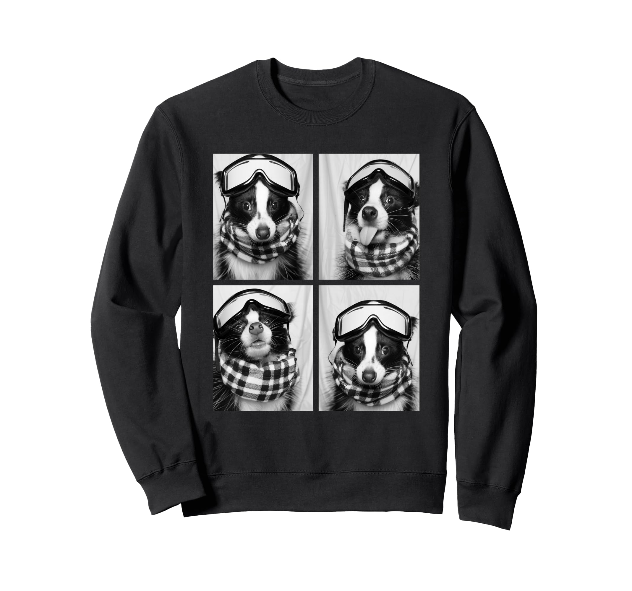 

Cute Skunk with Snow Funny Forest Winter Sweatshirt Goggles, Animal, чёрный