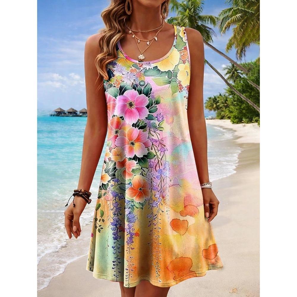 Women Sleeveless Dress Summer Casual Loose Beach Dress Elegant Party Midi Dress Soft Comfortable Daily Wear Vestidos