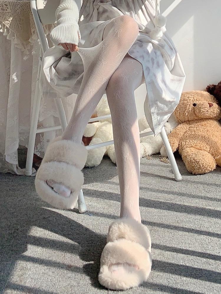 

Новый Дизайн Маленький Принт Бантиков Колготки Женские Сексуальные Сетчатые Колготки Устойчивые к Зацепкам Униформа Кос Французский Ретро Милые Сетчатые Чулочки One Size