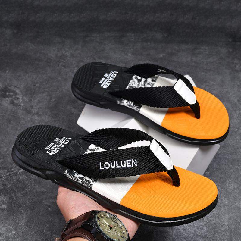 

New slippers men s summer non-slip flip-flops men s sandals personalized outdoor pinch beach shoes 45 темно-синього кольору