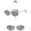 Women's sunglasses, men's and women's fashion snakehead rhombus sunglasses, frameless trimmed metal sunglasses