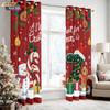Set Of 2 Merry Christmas Element Print Perforated Curtains Various Sizes Living Rooms Bedrooms Insulation Decoration Curtain Blackout Polyester Ideal