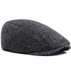 Vintage Big Herringbone Beret For Men Autumn Winter Warm Casual Newsboy Cap Fashion Women Flat Hat Double Breasted Adjustable