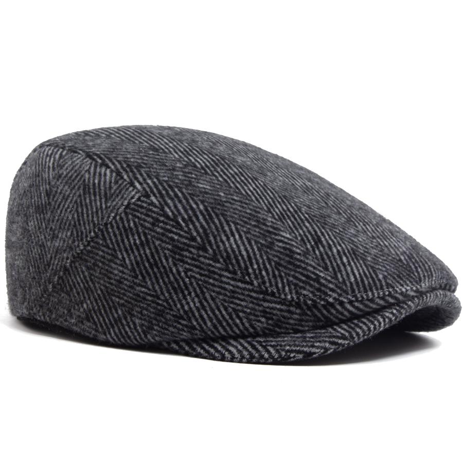 Vintage Big Herringbone Beret For Men Autumn Winter Warm Casual Newsboy Cap Fashion Women Flat Hat Double Breasted Adjustable