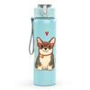 1PC Diseño de Marco de Corazón con Tres Corgis Botella de Agua Deportiva de Plástico de Color de 750 ml Tapa con Pitorro abatible a Prueba de Fugas Para Deporte, Oficina, Uso en Casa
