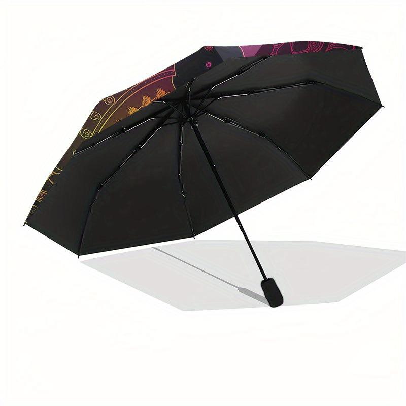 Chakra Meditation Yoga Poster: Vibrant Energy Balance Artwork Umbrella, Cute Umbrella with Cute Design, Portable 3-Fold Compact Umbrella for Men & Wom